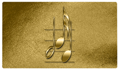 DNSEMP-C-382-GD-WT Gold Music Notes White Background